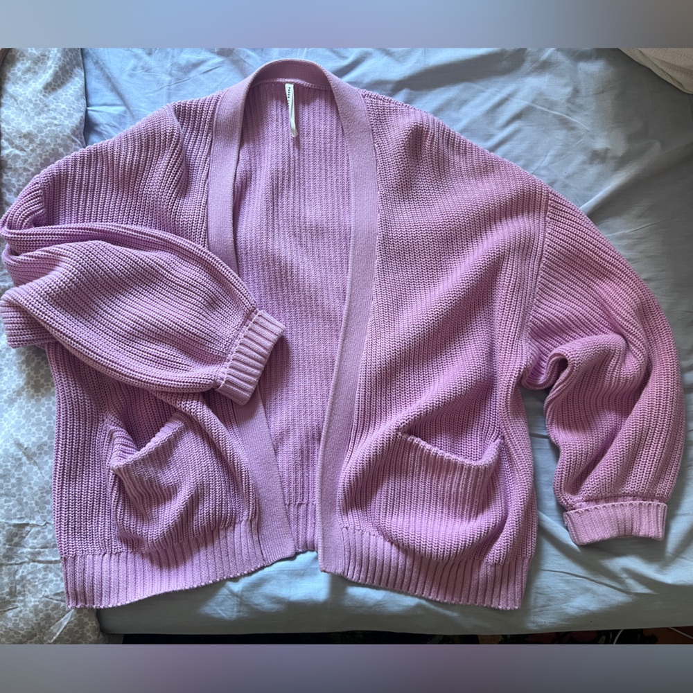 Paper Label open front cotton cardigan